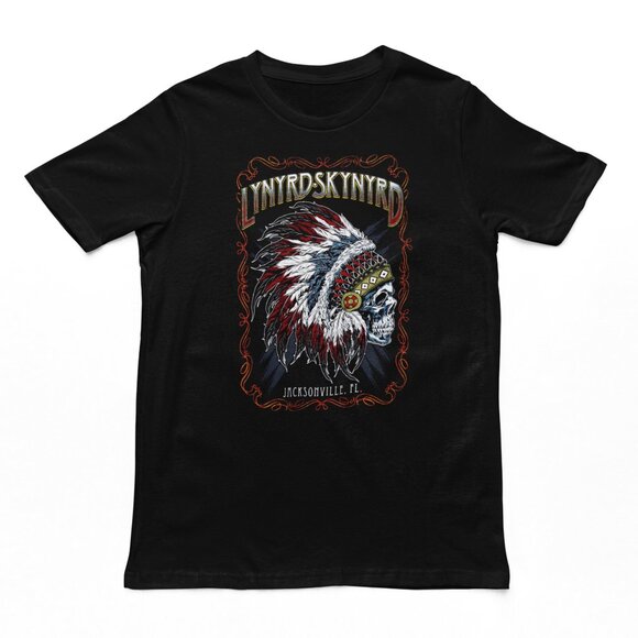 Lynyrd Skynyrd Indian Skeleton Mens T-Shirt Black - Picture 1 of 1